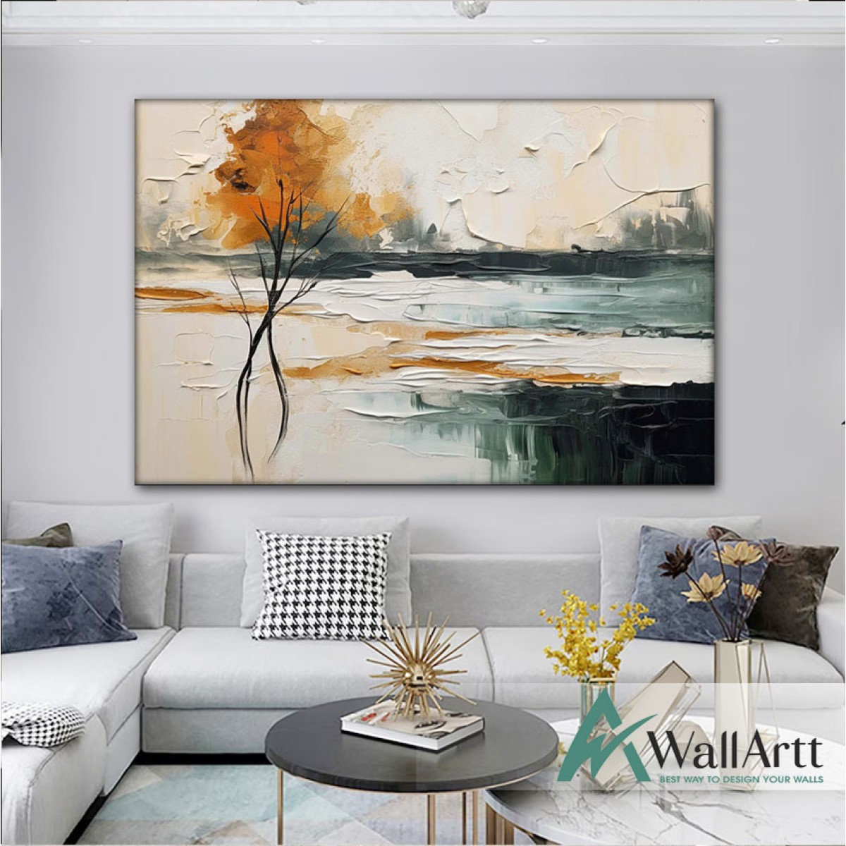 Abstract Orange Tree 3D Heavy Textured Partial Oil Painting